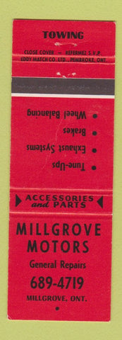 Matchbook Cover - Millgrove Motors Auto Repair towing Millgrove ON WEAR