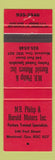 Matchbook Cover - MB Philip Harold Motors Montreal QC auto repair RED