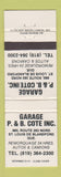 Matchbook Cover - Garage P&B Cote St Louis de Blandford QC auto repair