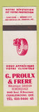 Matchbook Cover - G Proulx  & Frere Auto Repair Charlesbourg QC