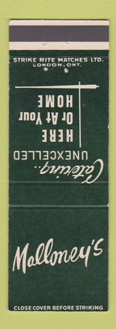 Matchbook Cover - Malloney's Catering Toronto ON
