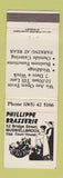 Matchbook Cover - Phillippe Brasserie Muswellbrook Australia