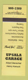 Matchbook Cover - Upsala Garage Auto Repair Canada WEAR YELLOW