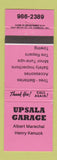 Matchbook Cover - Upsala Garage Auto Repair Canada NEON PINK