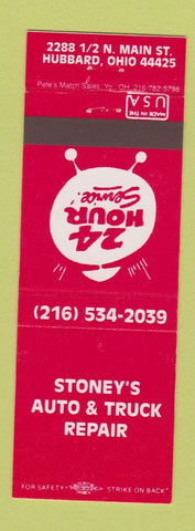 Matchbook Cover - Stoney's Auto Truck Repair Hubbard OH