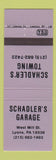 Matchbook Cover - Schadler's Garage towing auto repair Lyons PA