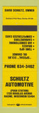 Matchbook Cover - Schultz Automotive Racine WI auto repair