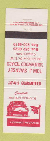 Matchbook Cover - Tom Swansey Southwood Texaco oil gas Calgary AB