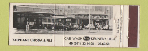 Matchbook Cover - Esso oil gas Kennedy Liege Belgium PHOTO WEAR