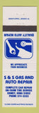 Matchbook Cover - S&S Gas and Auto Repair Sidney IA