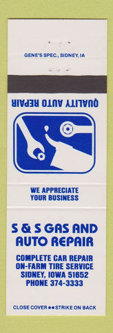 Matchbook Cover - S&S Gas and Auto Repair Sidney IA