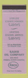 Matchbook Cover - Sahr Oil Enco gas Fargo ND