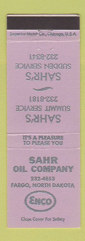 Matchbook Cover - Sahr Oil Enco gas Fargo ND