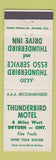 Matchbook Cover - Thunderbird Motel Dryden ON Esso oil gas