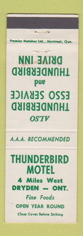 Matchbook Cover - Thunderbird Motel Dryden ON Esso oil gas