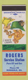 Matchbook Cover - Rogers Pure oil gas Ringgold GA
