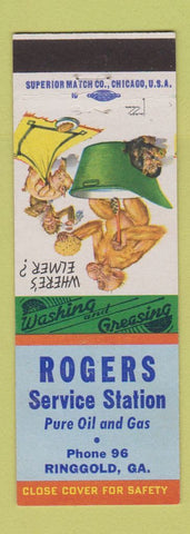 Matchbook Cover - Rogers Pure oil gas Ringgold GA
