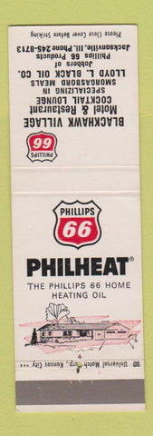 Matchbook Cover - Phillips 66 oil gas Blackhawk Village Jacksonville IL