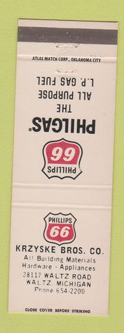 Matchbook Cover - Phillips 66 oil gas Krzyske Bros Waltz MI