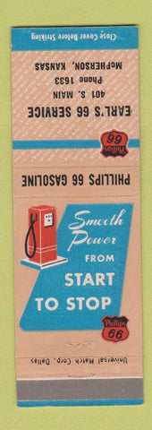 Matchbook Cover - Phillips 66 oil gas Earl's McPherson KS