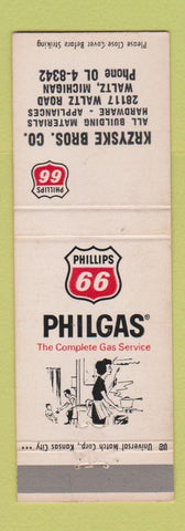 Matchbook Cover - Phillips 66 oil gas Krzyske Bros Waltz MI