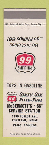 Matchbook Cover - Phillips 66 oil gas McDermott's Portland ME