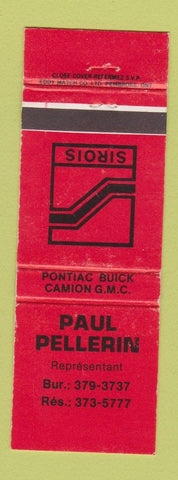 Matchbook Cover - Paul Pellerin Pontiac Buick Camion GMC Canada WEAR