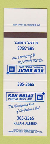 Matchbook Cover - Ken Bulat Pontiac Buick GMC Killam AB SAMPLE