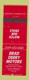 Matchbook Cover - Brad Deery Chevrolet Pontiac Oldsmobile Buick Maquoketa IA