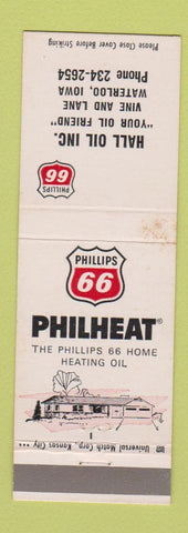 Matchbook Cover - Phillips 66 oil gas Hall Waterloo IA WEAR