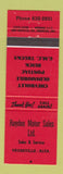 Matchbook Cover - Raydon Chevrolet Oldsmobile Pontiac Buick GMC Vegreville AB
