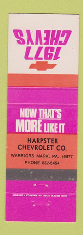 Matchbook Cover - 1977 Chevrolet Harpster Warriors Mark PA