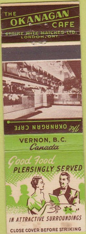 Matchbook Cover - Okanagan Cafe Vernon BC