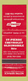 Matchbook Cover - St Pierre Chevrolet Oldsmobile Ste Anne Ses Monts QC WEAR