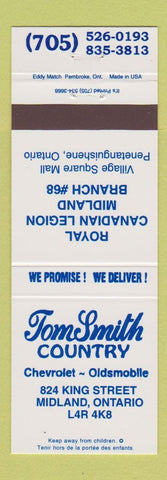 Matchbook Cover - Tom Smith Country Chevrolet Oldsmobile Midland ON