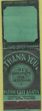 Matchbook Cover - Thank You no town Green