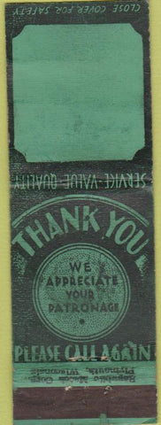 Matchbook Cover - Thank You no town Green