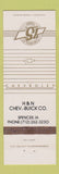 Matchbook Cover - Chevrolet 75th H&N Buick Spencer IA