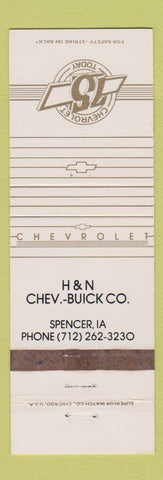 Matchbook Cover - Chevrolet 75th H&N Buick Spencer IA