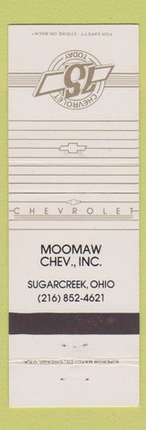 Matchbook Cover - Chevrolet 75th Moomaw Sugarcreek OH