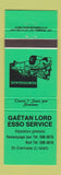Matchbook Cover - Gaetan Lord Esso oil gas St Damase QC