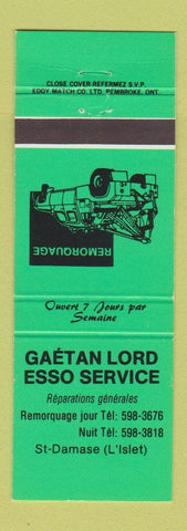 Matchbook Cover - Gaetan Lord Esso oil gas St Damase QC