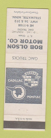 Matchbook Cover - Bob Olson Cadillac Pontiac Stillwater MN