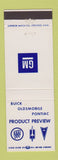 Matchbook Cover - Buick Oldsmobile Pontiac Product Review GM