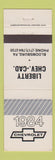 Matchbook Cover - 1984 Chevrolet Liberty Cadillac Bloomsburg PA