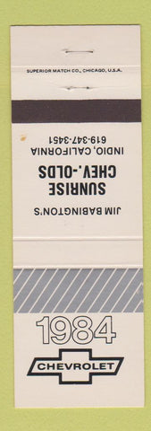 Matchbook Cover - 1984 Chevrolet Sunrise Oldsmobile Indio CA