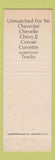 Matchbook Cover - 1966 Chevrolet Jake Dietrich Bangor PA WEAR