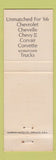 Matchbook Cover - 1966 Chevrolet Weiler Egg Harbor City NJ