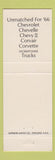Matchbook Cover - 1966 Chevrolet Harpster Warriors Mark PA