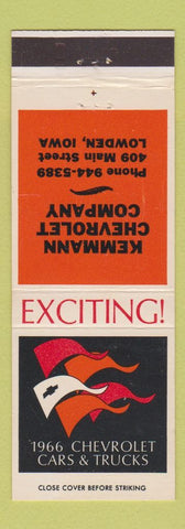 Matchbook Cover - 1966 Chevrolet Kemmann Lowden IA